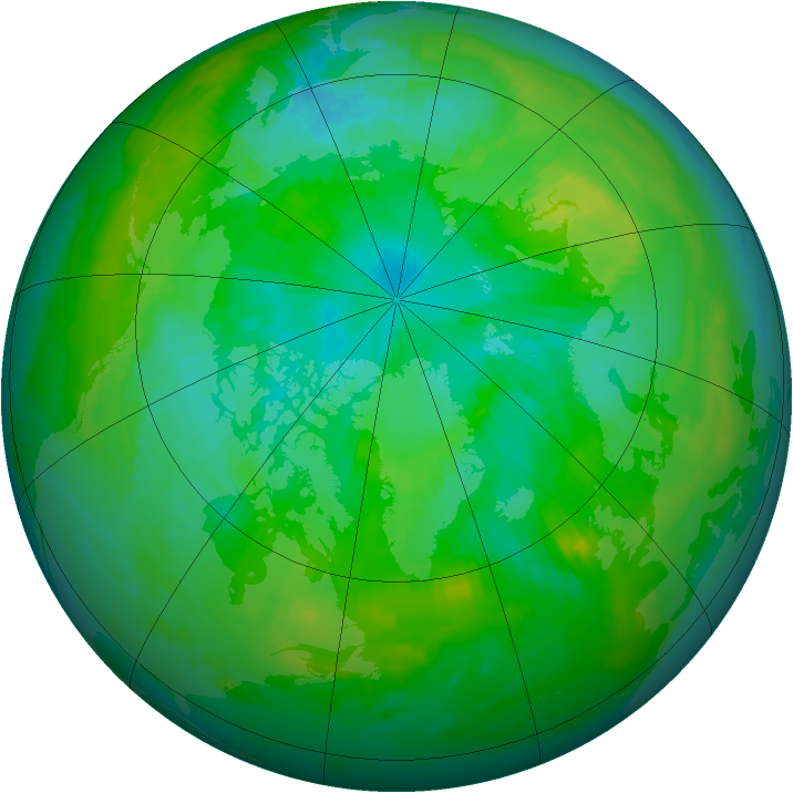 Arctic ozone map for 22 July 1997